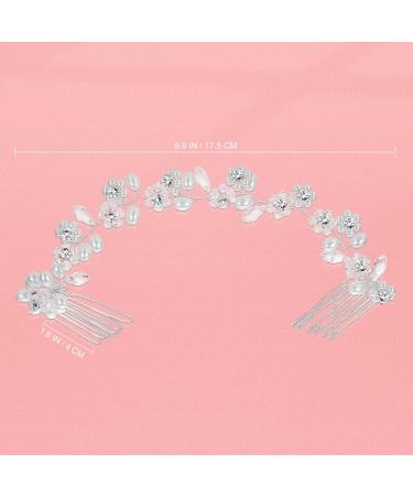 Frcolor Bridal Comb Clips Crystal Pearl Hair Comb Wedding Headpiece (Silver) - Buy Online on GoSupps.com
