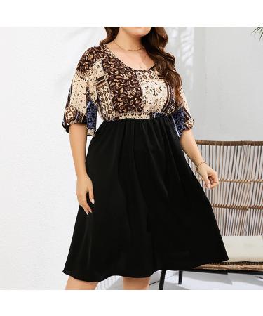 Iuhan Blue Summer Dress for Women | Plus Size Aline Sundress with Short Sleeve | High Waist Midi Swing Dress for Bridesmaids and Parties | 5X-Large Size - Buy Online on GoSupps.com