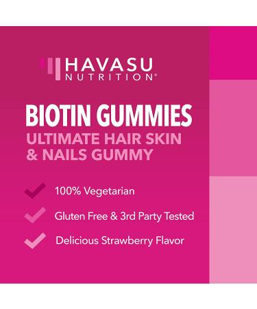 Biotin Gummies for Women | 5000mcg Hair Growth Supplement | 90 Strawberry Flavored Beauty Gummies | Gluten Free Vegan Formula - Buy Online on GoSupps.com