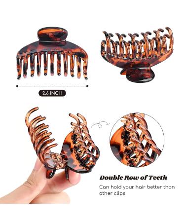 DEEKA 3 PCS 2.5 Inch Tortoise Shell Hair Claw Clips - Double Row Teeth Hair Jaw Clips for Women - Black/Brown/Leopard - Pack of 3 - Buy Online on GoSupps.com