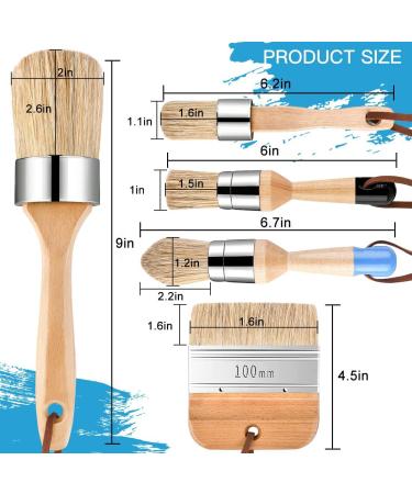 5pc Chalk & Wax Paint Brush Set for Furniture - DIY Painting Tool with Natural Bristles - Buy Online on GoSupps.com