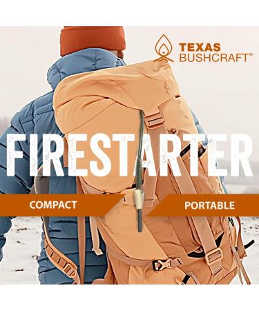 Texas Bushcraft Fire Starter - 3/8 Thick Ferro Rod with Striker | Waterproof Flint Fire Steel Survival Lighter with Paracord Wrist Lanyard | Ideal for Camping, Hiking, Backpacking - Army Green - Buy Online on GoSupps.com
