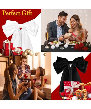 2 Pcs Big Hair bow Hair Bows for Women Bow Hair Clip Elegant Solid Color French Barrette Bows For Hair With Long Silky Satin Hair Barrettes Accessories Bow Hair Clips for Women Girl(Black+White) - Buy Online on GoSupps.com