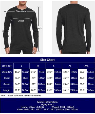 Merino Wool Base Layer Top for Men - 100% Merino Wool Thermal Shirt (Charcoal, XXL) - Buy Online on GoSupps.com