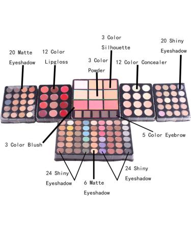 Pure Vie 132 Color All in One Makeup Gift Set - Eyeshadow, Concealer, Lip Gloss, Face Powder, Blush, Contour, Eyebrow Powder - Buy Online on GoSupps.com
