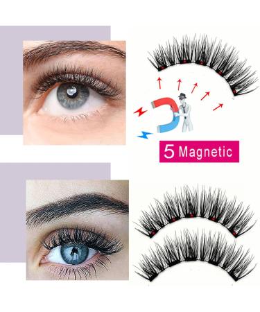 Dual Magnetic Eyelashes Set with Clip Reusable Natural Look 3D False Lashes Black Eyelashes No Eyeliner No Glue Required Lightweight and Easy to Wear 2 Pairs - Buy Online on GoSupps.com