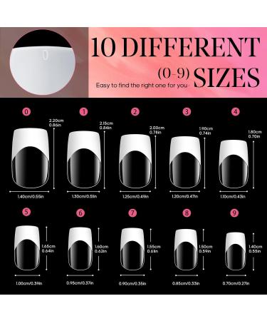 Ranrose 120pcs Square Fake Nails - Acrylic Full Cover Tips | Short French Press-On Nail Extensions | 10 Sizes | DIY Nail Art with Box - Buy Online on GoSupps.com