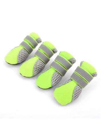 Zunea paw protection dog boots summer slipproof small dog shoes adjustable reflective soft breathable mesh puppies heat-resistant for hot streets XL (4 Pack) green