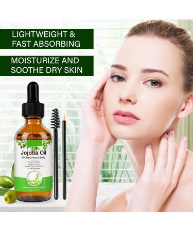 Jojoba Oil 60ML - 100% Pure Natural Hair Growth Oil Improve for Dry Damaged Skin and Hair 100% Pure Natural Colorless Odorless Jojoba Oil Cold Pressed Unrefined - Buy Online on GoSupps.com