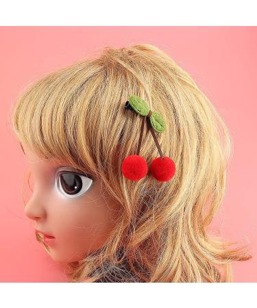Okdeals Sweet Cherry Ball Hair Clips with Green Leaves for Women and Girls - Trendy Cherry Fur Pompom Hair Ornaments - Kids Hair Barrette - Red Cherry Ball (2pcs) - Buy Online on GoSupps.com