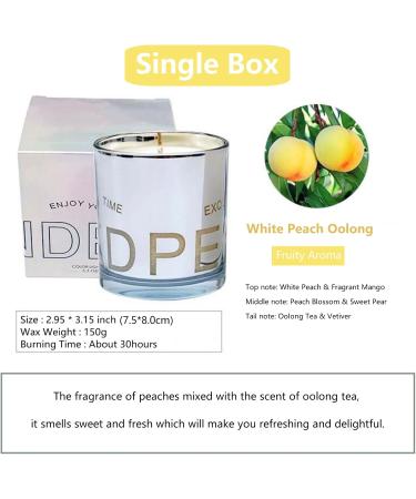 White Peach Oolong Scented Candle - 5.3Oz Natural Soy Wax Aromatherapy Jar | Long Lasting Fragrance for Home Meditation & Yoga | Perfect Gift for All - Buy Online on GoSupps.com