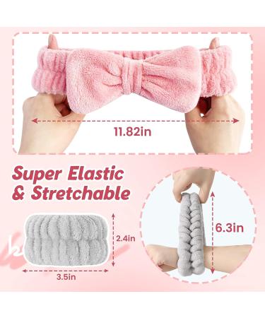 Microfiber Women's Headbands and Wristband Set for Face Washing and Makeup - Soft, Stretchy, and Durable - 9 PCS (Beige Pink White) - Buy Online on GoSupps.com