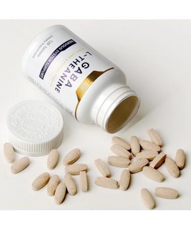 GABA Supplement 950mg with 250mg L-Theanine Melatonin-Free Enhanced with B6/B12/Magnesium for Calm Restful Sleep & Stress Relief Non-GMO Gluten Free 120 Tablets for Adults 1 Bottle - Buy Online on GoSupps.com