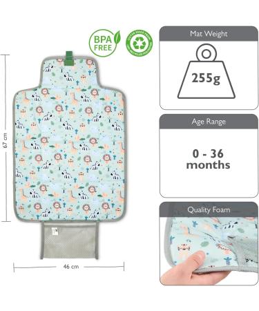 Portable Changing Mat Compact Wipe-Clean Mat for Newborns and Toddlers Travel Nappy Changing Bag with Pocket Soft and Padded Animal Safari Design Safari Green - Buy Online on GoSupps.com