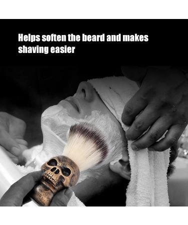 Men's Shaving Brush - Creative Skeleton Handle Beard Grooming Tool | Golden Skull Design - Buy Online on GoSupps.com