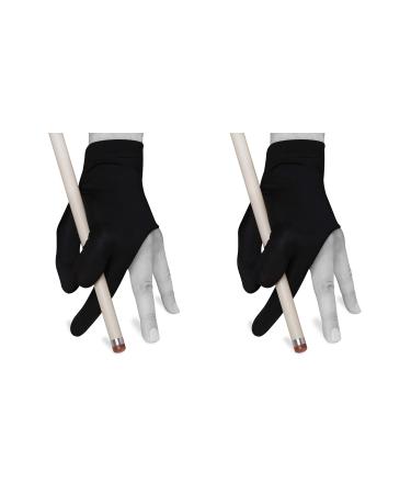 Billiard Quality Glove - Fits Either Hand - One Size fits All - Choose Your Color Black 2 pack