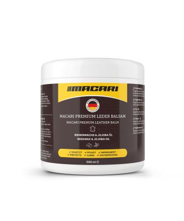 Macari Leather Balm Premium Universal Leather Care with Real Beeswax Leather 500ml (500ml Leather Balm)