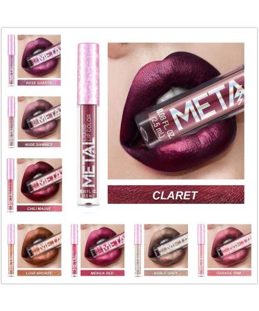 INTEROOKIE Metallic Liquid Lipstick Non-stick Glaze Makeup (Bordeaux) - Buy Online on GoSupps.com