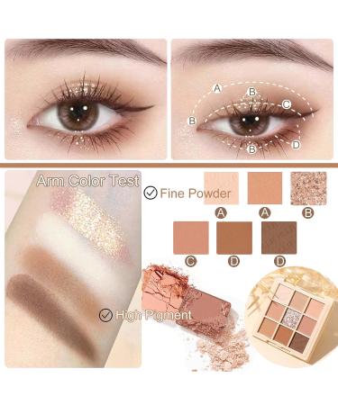 FOLTREN Brown Neutral Nude Eyeshadow Palette - 9 Color Matte & Shimmer Eye Makeup - Valentines Day Gift - Waterproof & Long-Lasting (06 Brown) - Buy Online on GoSupps.com