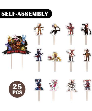 25PCS Cartoon Cake Topper Five Nights Cupcake topper Birthday Themed Party Supplies for Boys Girls Adults - Buy Online on GoSupps.com