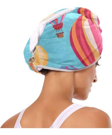 Hot Air Balloon Hair Towel 2 Pack - Super Absorbent Quick Drying Hair Turbans for Women & Girls - Buy Online on GoSupps.com
