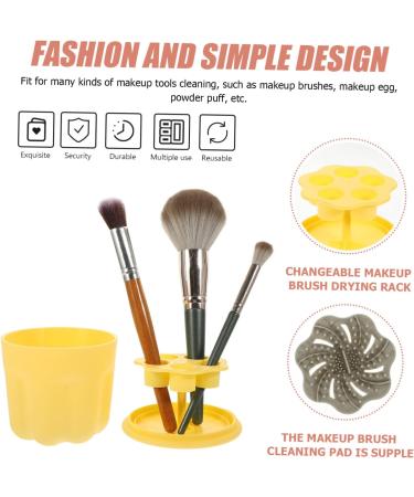 DRESSOOS 1set Makeup Brush Cleaning Bowl Makeup Brush Cleaning Kit Brush Rinsing Pad Brush Cleaning Tool Makeup Brush Washer Bowl Makeup Tool Cleaner Make Brush Cleaning Bowl Cosmetic Pp 8.5X8X6.8CM Yellow - Buy Online on GoSupps.com