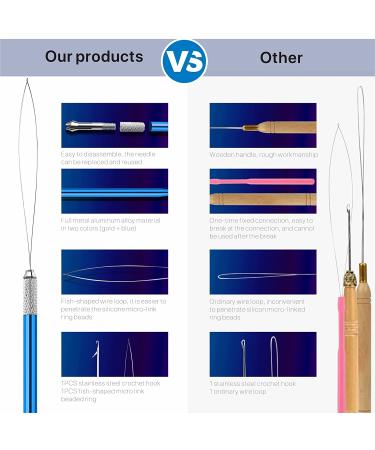 8PCS Hair Extension Loop Needle Threader Tool for Microlink Rings - Blue - Buy Online on GoSupps.com