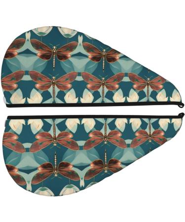 Quick-Dry Coral Velvet Hair Cap - Dragonfly & Lotus | Ideal Hair Towel for Travel & Home | Unisex - Buy Online on GoSupps.com
