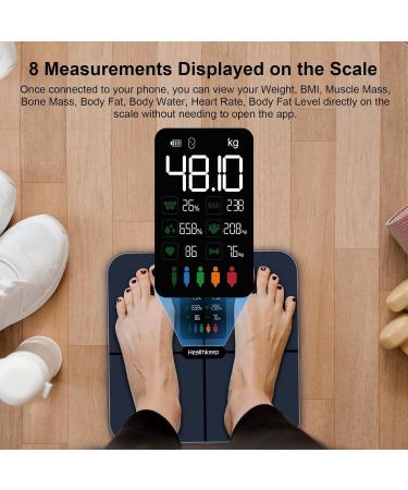 Healthkeep Smart Body Fat Scale with Large VA Display 15 Body Composition Metrics with Heart Rate Body Fat Smart Digital Bathroom Weighing Scale Compatible with iOS Android Max 400lb/180kg 28cm Marine Blue - Buy Online on GoSupps.com