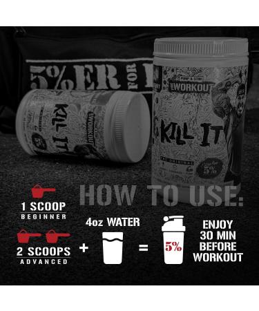 5% Nutrition Rich Piana Kill It Pre Workout Powder w/Creatine Caffeine Beta Alanine Hydroprime Glycerol for Pump Strength Endurance | 20/40 Srvgs (40 Servings Blue Raspberry) - Buy Online on GoSupps.com