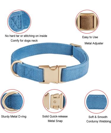 YUDOTE Ultra-Soft Dog Collar for Medium Dogs Natural Cotton Cord Sensitive Skin Friendly Blue-Grey M (1 Pack) | International Shipping Available - Buy Online on GoSupps.com