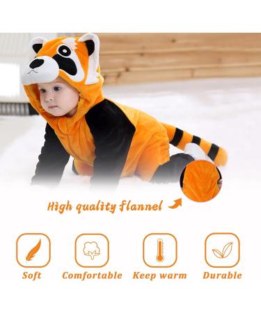 Doladola Unisex Kid's Toddler Costume Outfit - Flannel Animal Hooded Rompers Jumpsuit (6-12 Months) - Raccoon - Buy Online on GoSupps.com