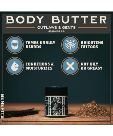 Outlaws and Gents All-Natural Bourbon Sandalwood Beard & Body Butter - Deep Moisturizer for Men - Buy Online on GoSupps.com