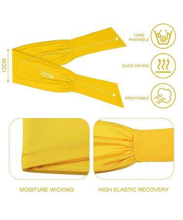 Adjustable Tie Headbands for Women - 2 Pack Wide Knotted Non-slip Hairbands in Black Yellow - Perfect for Yoga, Running, Sports - Elastic & Stretchy Headwraps by Willbond - Buy Online on GoSupps.com