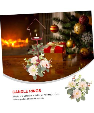 LIFKICH Artificial Garland Ornament Rings Wedding Decorations Candle Holders Candlesticks Eucalyptus Boho Decor Candle Wreath Wedding Party Decoration Plastic Front Door Flowers Picture 1 23.00X23.00X8.00CM - Buy Online on GoSupps.com
