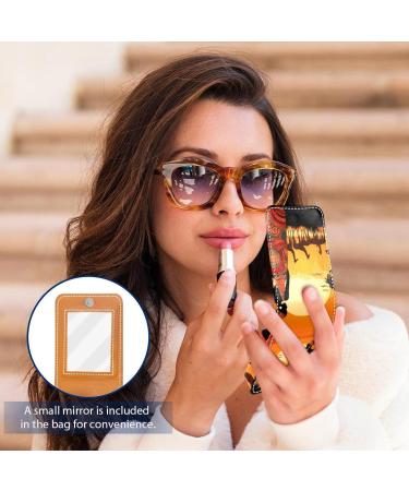 Leather Lipstick Case with Mirror - Mini Lip Gloss Organizer | Tropical Landscape Design | Shop Now - Buy Online on GoSupps.com