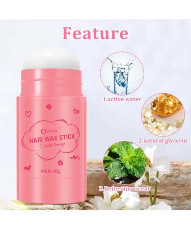 Hair Wax Stick with 2 Styling Sticks Long Lasting Styling Wax Stick For Hair Non-greasy Wax Stick For Hair Suitable For Smoothing Frizzy Hair Womens for Flyaways Hair Styling Bangs Styling Pink - Buy Online on GoSupps.com
