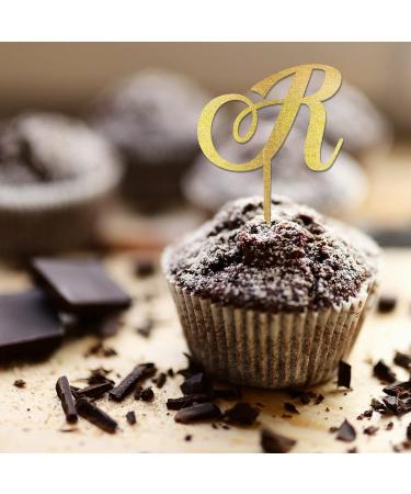 Initial R Cupcake Toppers Wedding Letter Monogram Name For Wedding Engagement Decorations Elegant Flower Wreath Personalized 26Letters Birthday Gifts 6PCS Style-4 - Buy Online on GoSupps.com