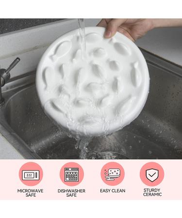 Raised Cat Dog Slow Feeder Bowl 8.5'' Wide Whale-White | Ceramic Elevated Pet Bowl for Healthy Eating | Cat Puzzle Feeder Stand for Slow Eating | 3'' High | Cat and Dog Slow Feed Bowls - Buy Online on GoSupps.com
