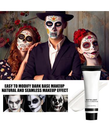 White Clown Makeup - Liquid Foundation | 37ml Long Lasting Stain Resistant Matte Finish for Adult Children Party Christmas Halloween Cosplay Scene - Buy Online on GoSupps.com