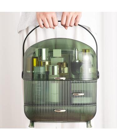 CANITORON Makeup Organizer | Large Capacity Dust & Waterproof Cosmetic Storage | Skincare & Makeup Brush Holder | Clear Green Display Case for Bathroom & Dresser - Buy Online on GoSupps.com