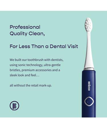 BRUUSH Electric Toothbrush Premium Set with 3 Replacement Heads - Cobalt Blue - Buy Online on GoSupps.com
