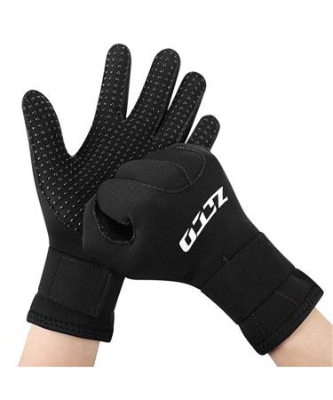 ZCCO Premium Neoprene Diving Gloves,Five Finger Surfing Glove with Elastic Wrist and Skid Resistance Particles, Double-Layer Water Gloves for Water Sports Outdoor Activities 3mm Large