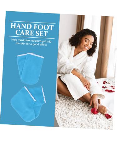 Kit Bain de Paraffine Pieds et Mains Taille Unique Moufles et Chaussettes en Tissu Isolant Bleu Fonc Soin Hydratant Spa Domicile Salon - Buy Online on GoSupps.com