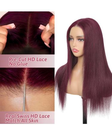 Buy Wear and Go Glueless Wigs - Pre-Cut Lace 18 99J Human Hair - Upgraded 5x5 HD Density for Black Women - Buy Online on GoSupps.com