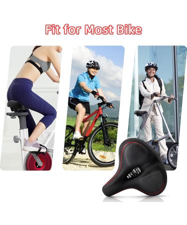 Oversized Memory Foam Bike Seat for Peloton & Spin Bikes | Waterproof Red Saddle | Universal Fit Replacement for Road & Exercise Bicycles - Buy Online on GoSupps.com