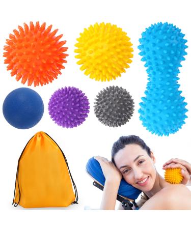 6-part set of hedgehogs Massage ball fascia ball with small hard hedgehog ball suitable for pressure reflex therapy and trigger point massage used for muscle massage from foot back leg and hand - Buy Online on GoSupps.com
