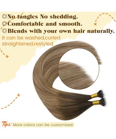 Ugeat Nano Tip Hair Extensions Real Human Hair Nano Beads Hair Extensions Ombre Dark Brown Mix Golden Blonde Nano Ring Hair Extensions Human Hair 18 inch #4/10/16 50Grams Tip-45cm 3.Nano#4/10/16 - Buy Online on GoSupps.com
