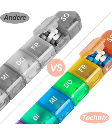 Rainbow 7-Day Tablet Box | Pill Organizer with 7 Divisible Compartments | Handy Moisture-Resistant Medication Storage for Travel - Buy Online on GoSupps.com
