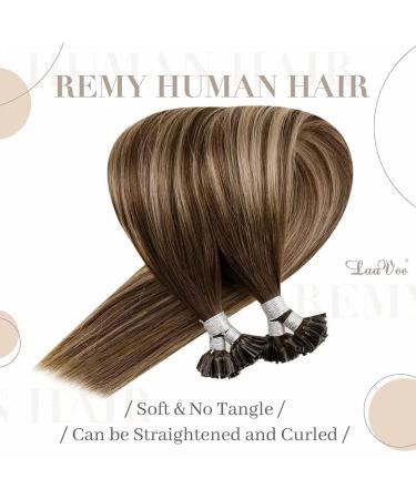 LAAVOO SONDING Real Hair Extensions - Balayage Brown U Tips 60cm | Premium Pre Bonded Keratin Hair Extensions #4/18/4 | 50g 50s - Buy Online on GoSupps.com